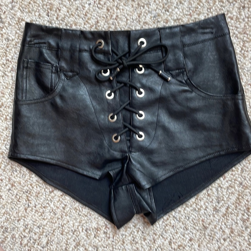 Princess Polly/Lioness Leather Tie-Up Shorts